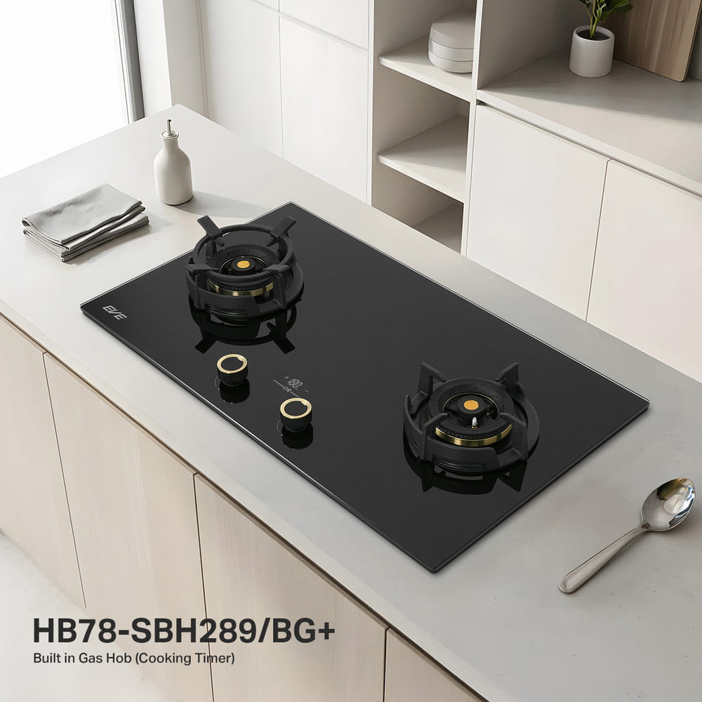 เตาฝังแก๊ส 4 หัว ฐานกระจกนิรภัย EVE HB78-SBH289/BG 78 ซม. สีดำ